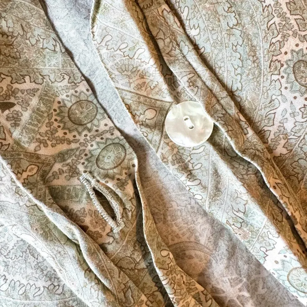 Restoration Hardware Queen Duvet Cover Sage Green Paisley Medallion 100% Cotton